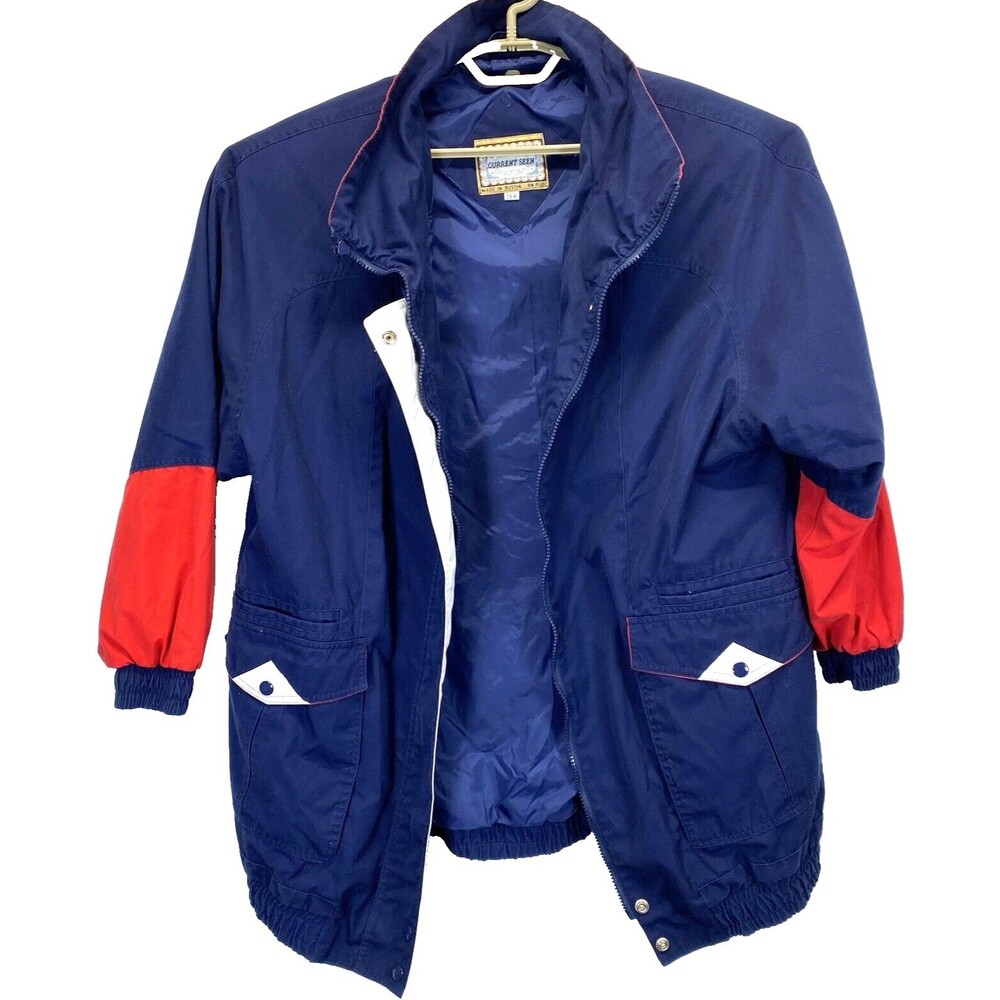 Current Seen Jacket Women's 16W Blue/Red Color Block Lined Windbreaker Vintage